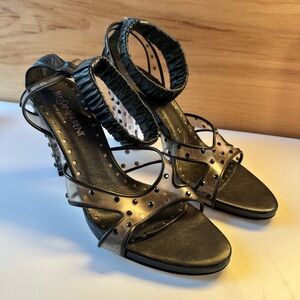 Incredible Yves Saint Laurent Vintage Black Studded Women's Sandals size 8